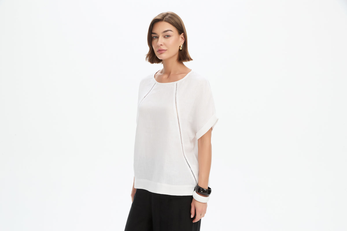 Ladder Raglan Sleeve Top - White