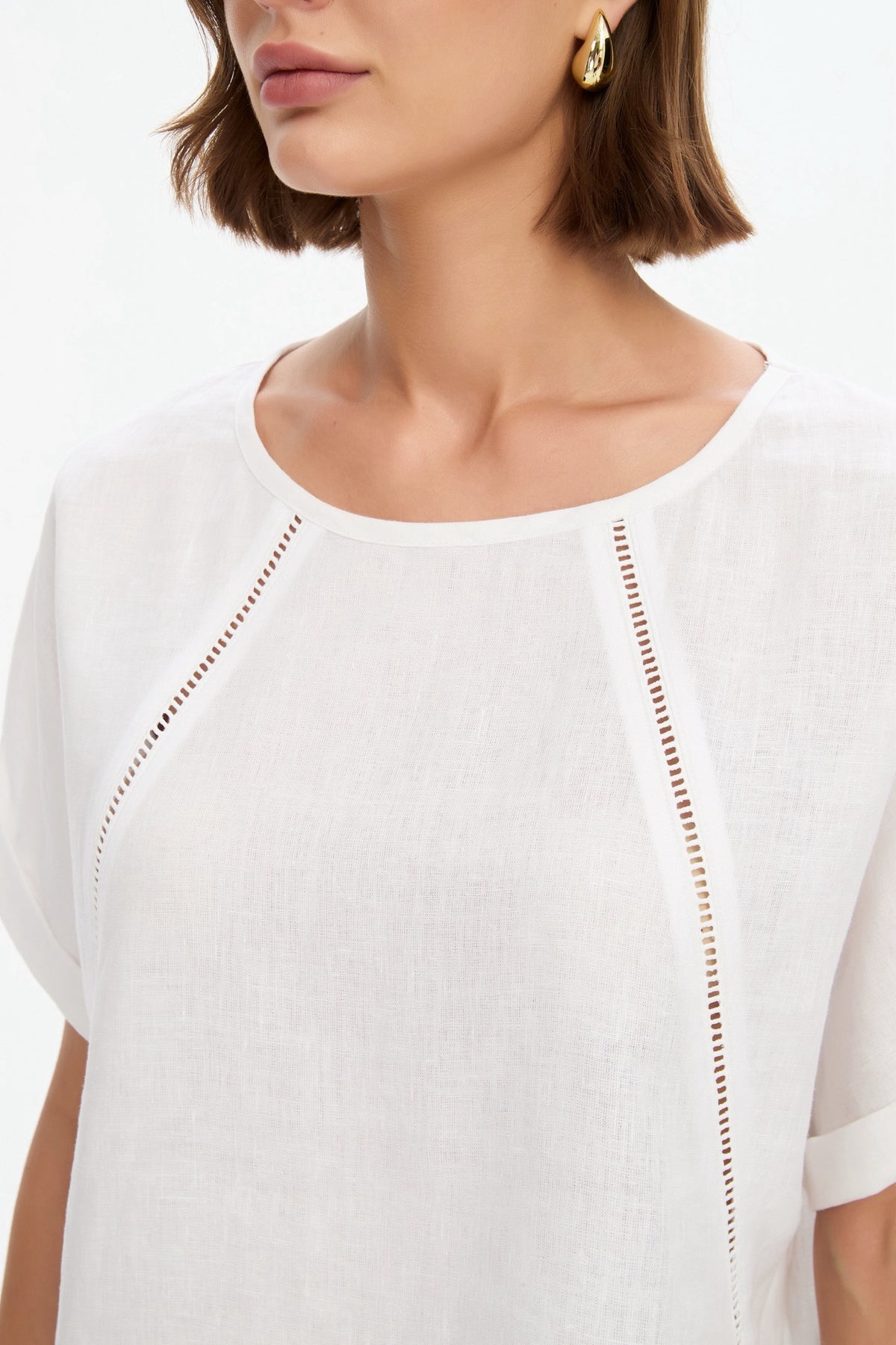 Ladder Raglan Sleeve Top - White