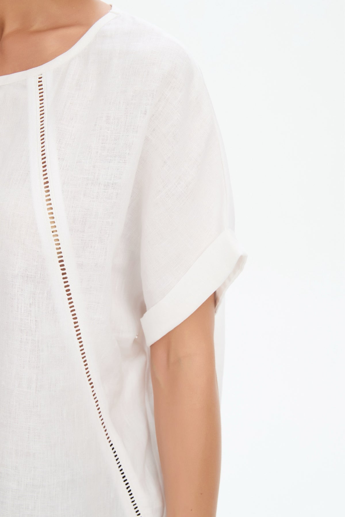 Ladder Raglan Sleeve Top - White