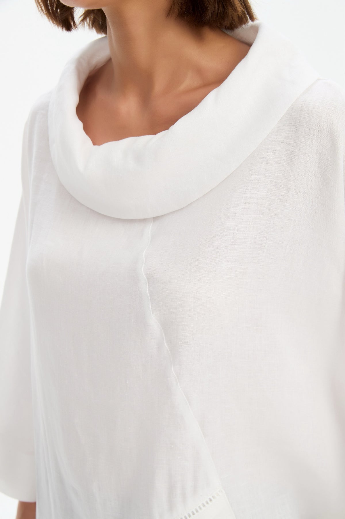 Ladder Hem Cowl Neck Top