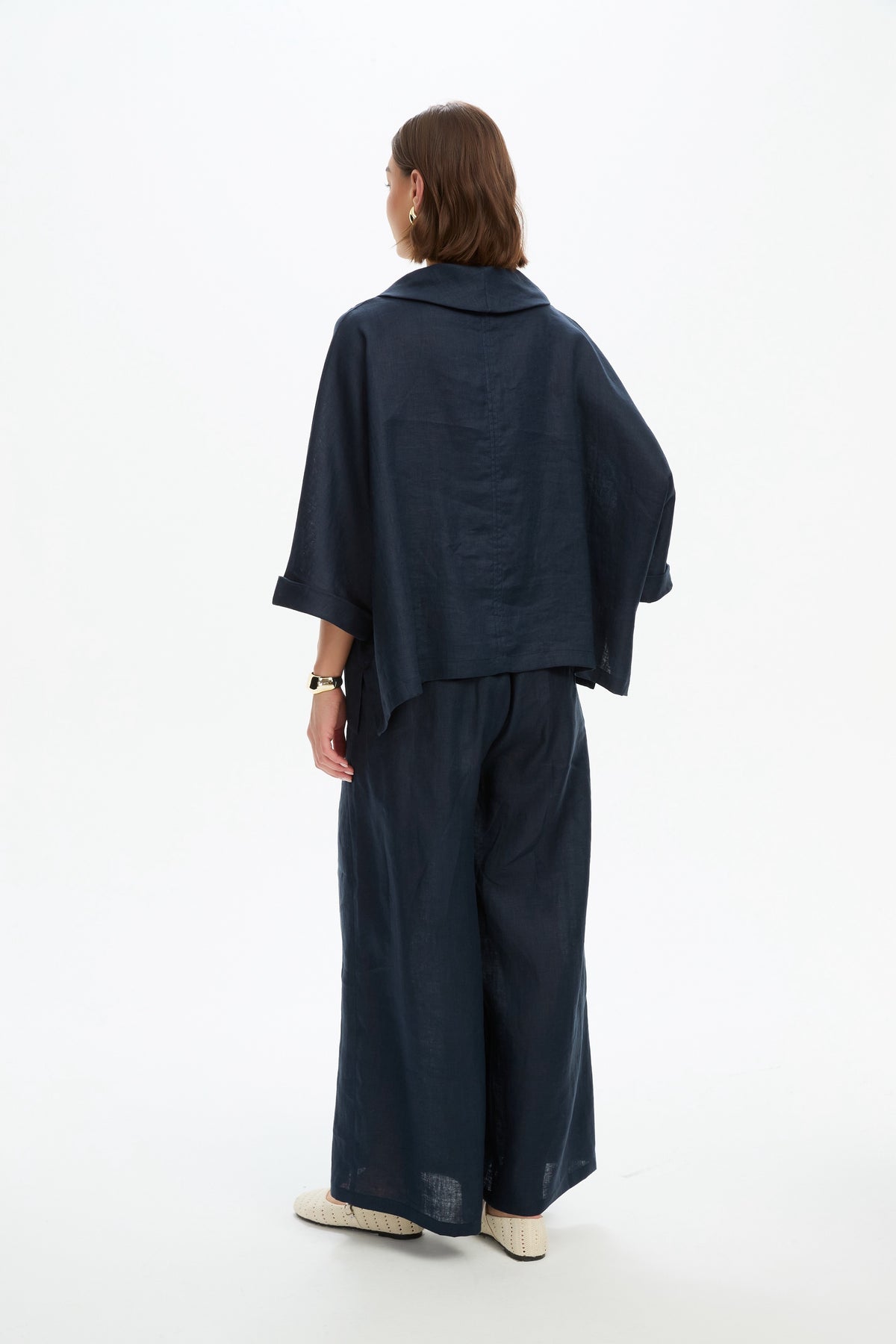 Funnel Neck Boxy Top - Navy
