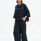 Funnel Neck Boxy Top - Navy