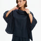 Funnel Neck Boxy Top - Navy
