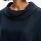 Funnel Neck Boxy Top - Navy