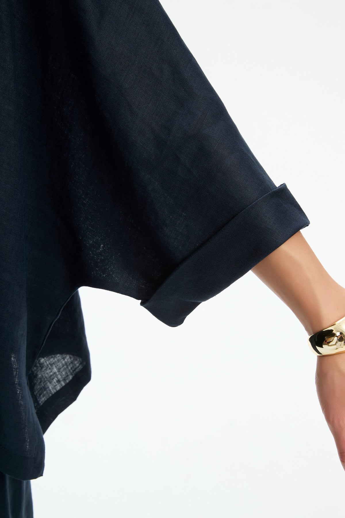 Funnel Neck Boxy Top - Navy