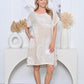 Side Hem Button Abstract Linen Dress Biscuit