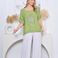 Sequin Star Linen Top Green