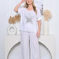 Sequin Star Linen Top White
