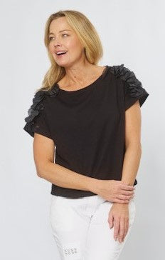 Black Tee with Shoulder Detail