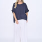 Loose Fit Basic Linen Top Navy