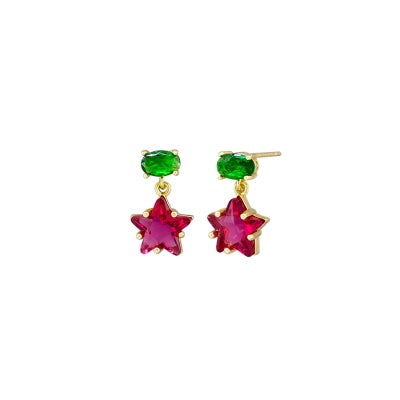 Red Crystal Star Earring