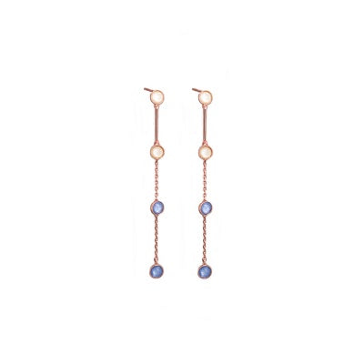 Rose Gold Blue Hanging Crystal Earring