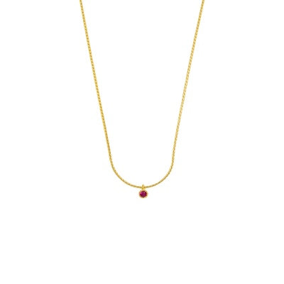 Gold Petite Ruby Crystal Necklace