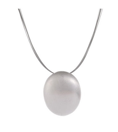 Scratched Disc Pendant Necklace Silver