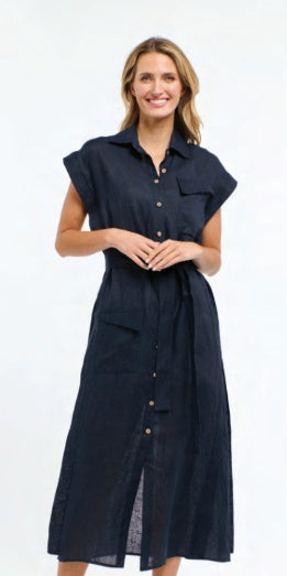 Estivo Linen Dress Navy