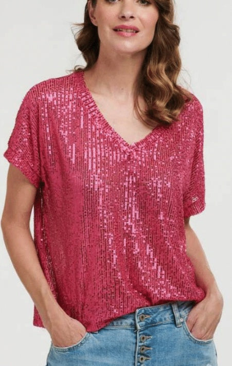 Sequin Top Fuscia