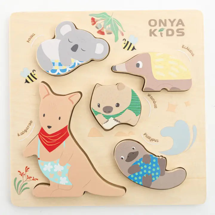 Onya Kids Wooden Aussie Animal Puzzle (Stacking Toy)