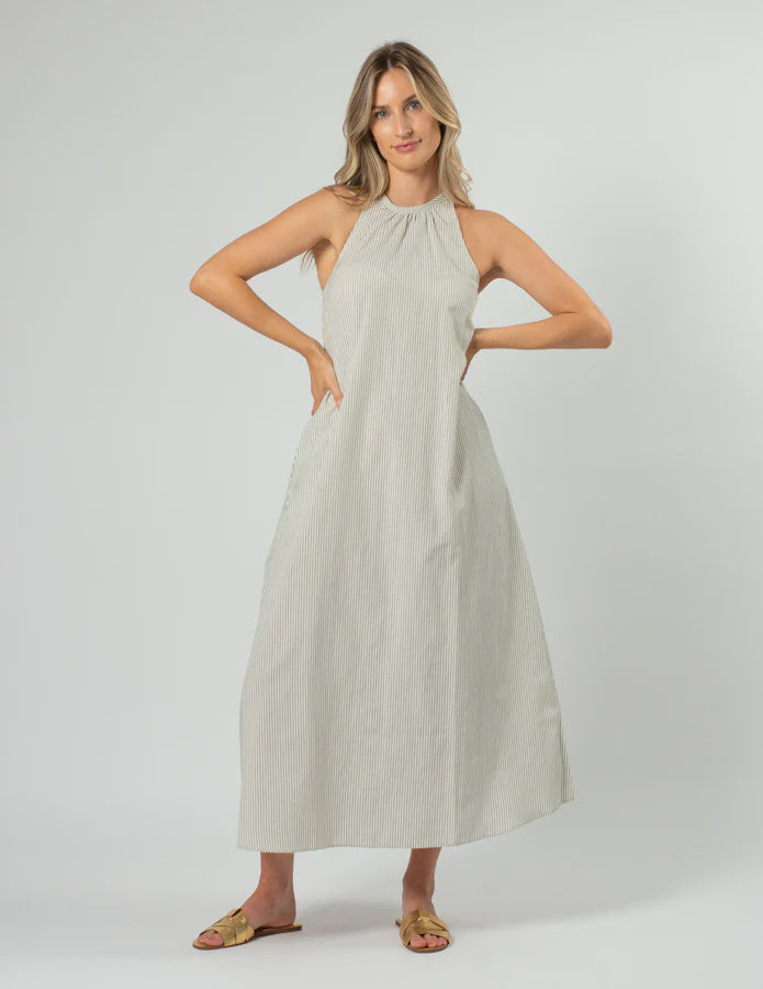 Nyla Dress Khaki Stripe