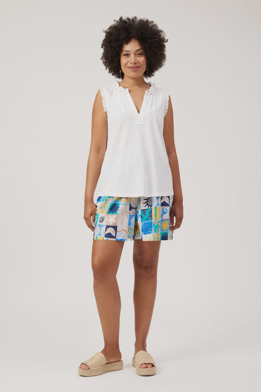 Athens Frill Tank - White
