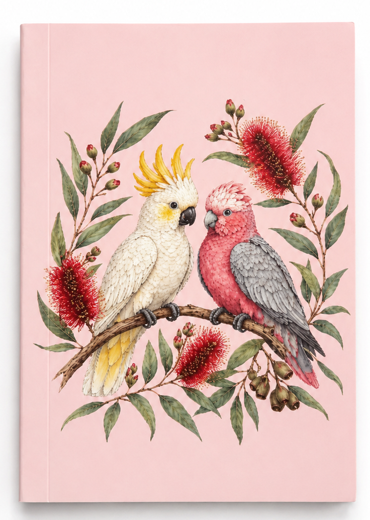 Australian Birds A6 Notebook 80 pages Pink