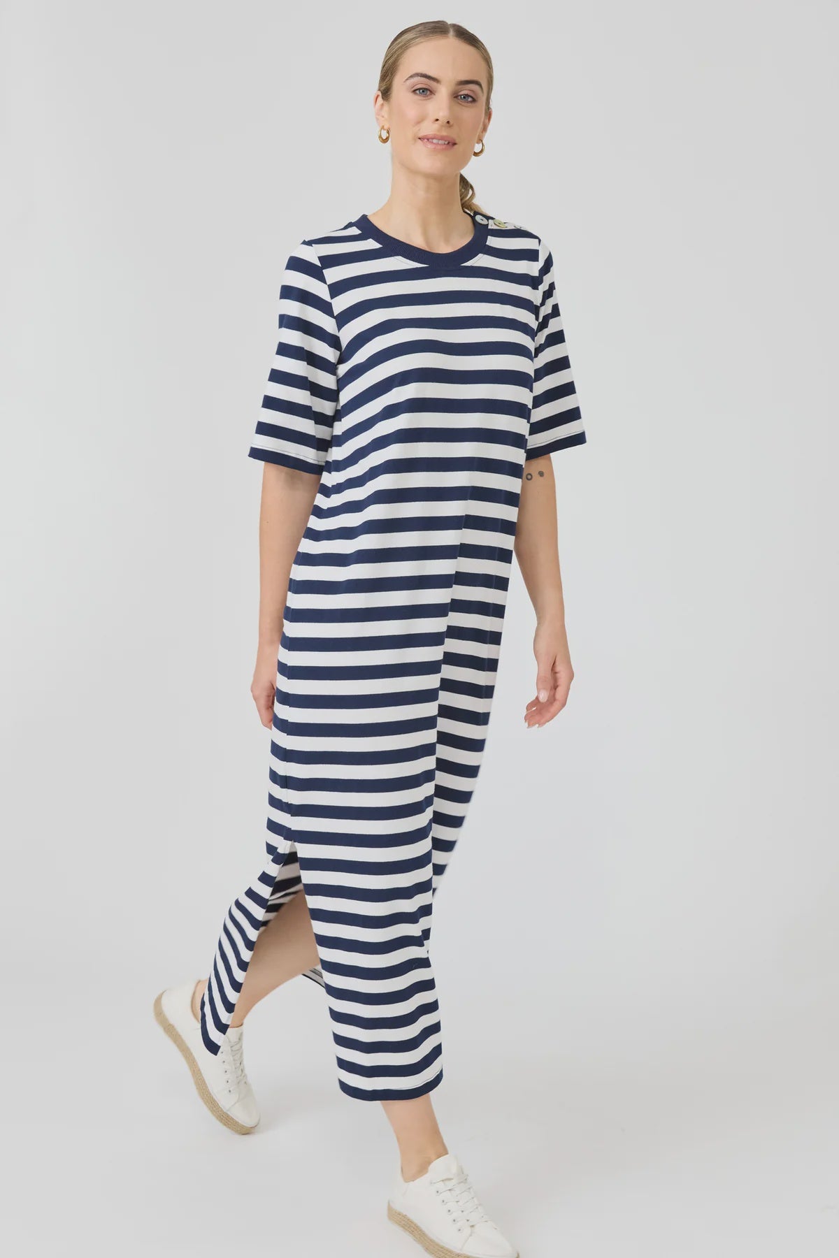 Studio Stripe Tshirt Dress - Indigo