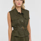 Perry Linen Vest - Khaki