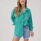 Mykonos Embroidered Stripe Shirt - Green