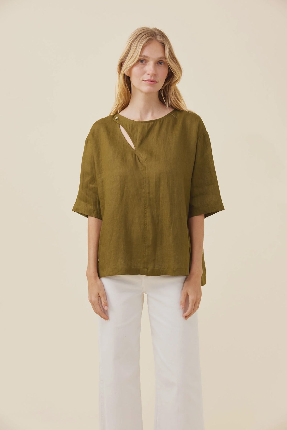 Anita Button Top - Olive
