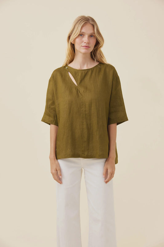 Anita Button Top - Olive