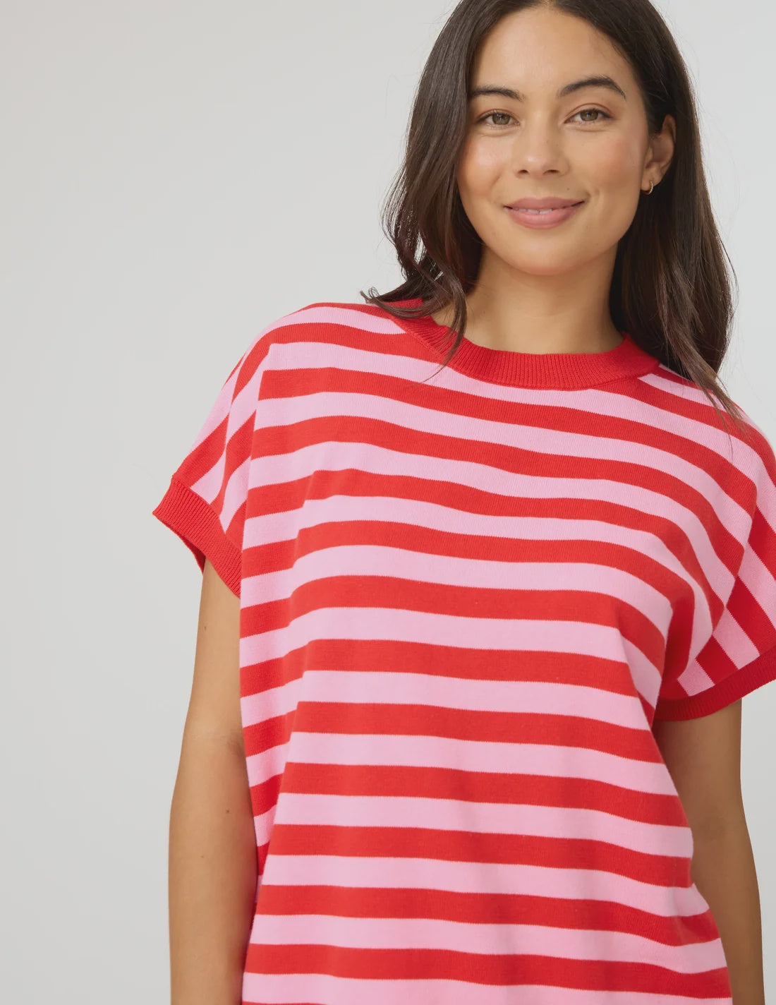 Gwen Tee - Pink / Red Stripe