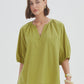 Gathered Notch Neck Top Split Pea