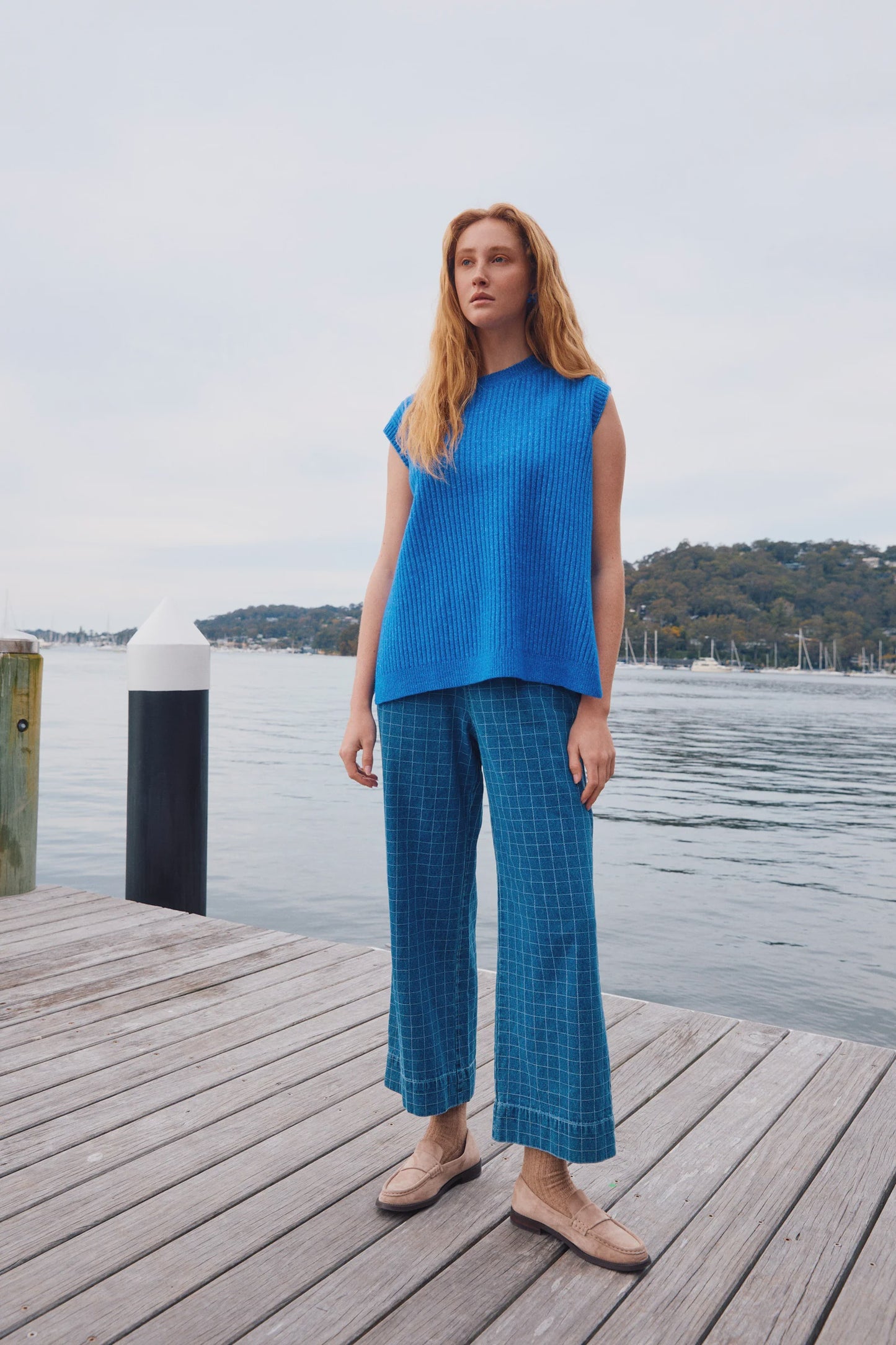 Miru Crew Knit Vest Cobalt
