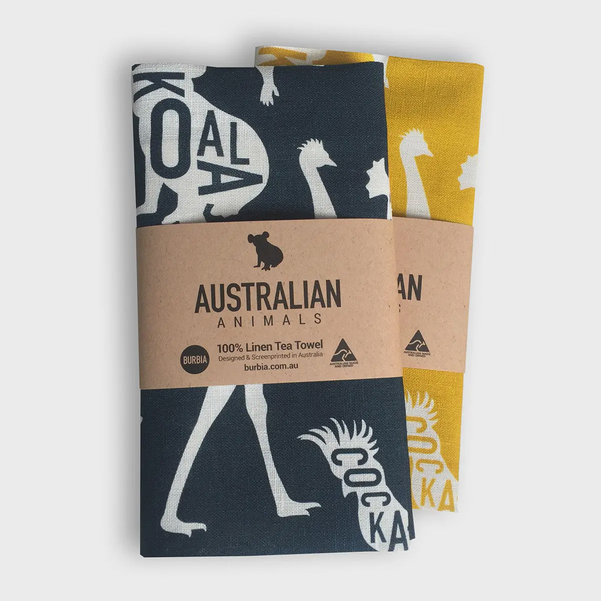 Australian Animals Tea Towel - Navy