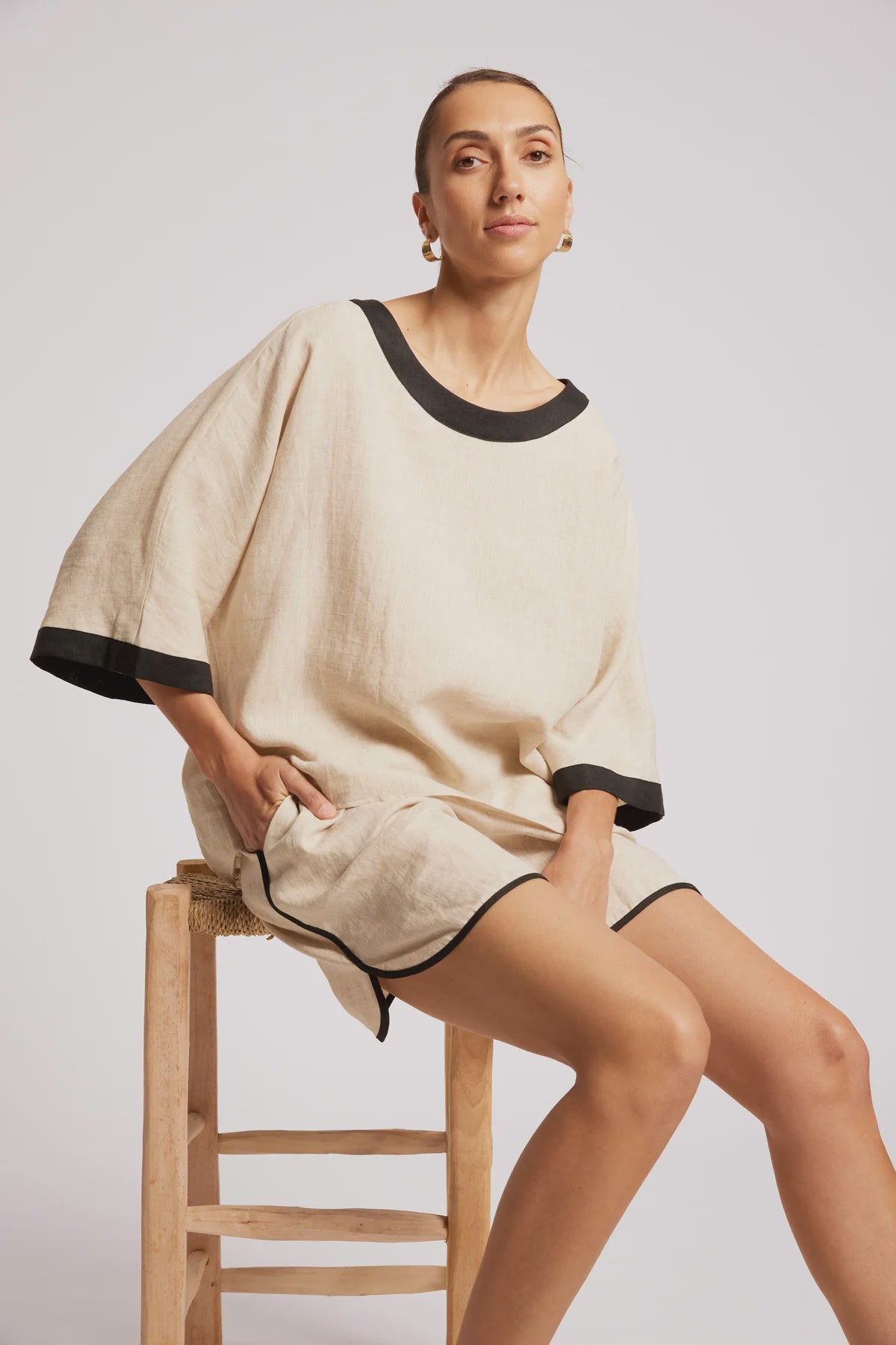 Maris Relaxed Splice Top One Size - Tusk / Black