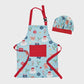 Christmas Kids Apron & Chef Cap Blue
