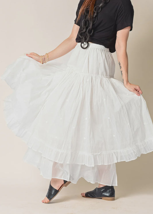 Aurelia Organza Embroidered Skirt Cream