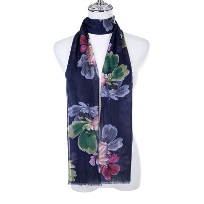 Navy Floral Scarf