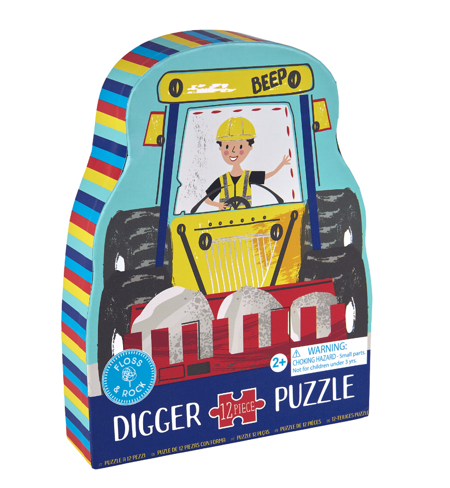 Floss & Rock 12 piece shaped  Jigsaw Puzzle - Digger Construction