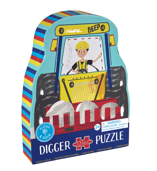 Floss & Rock 12 piece shaped  Jigsaw Puzzle - Digger Construction