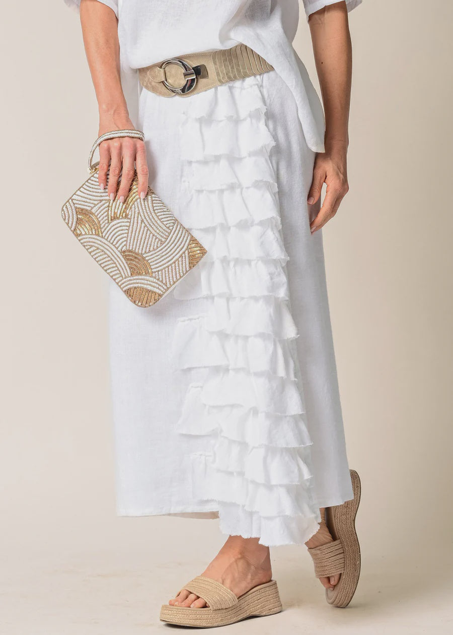 Eve Linen Skirt White