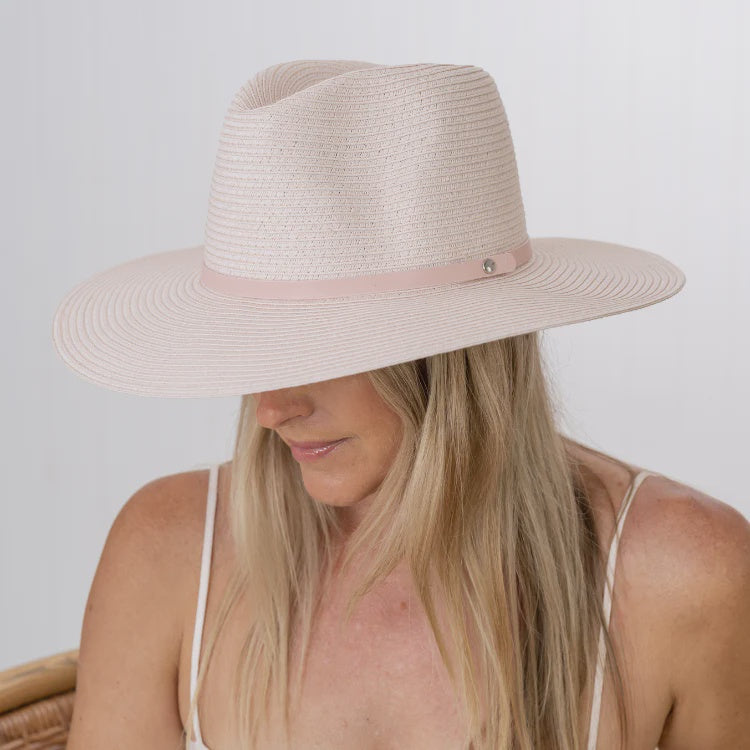 Patrice Wide Brim Pale Pink Hat