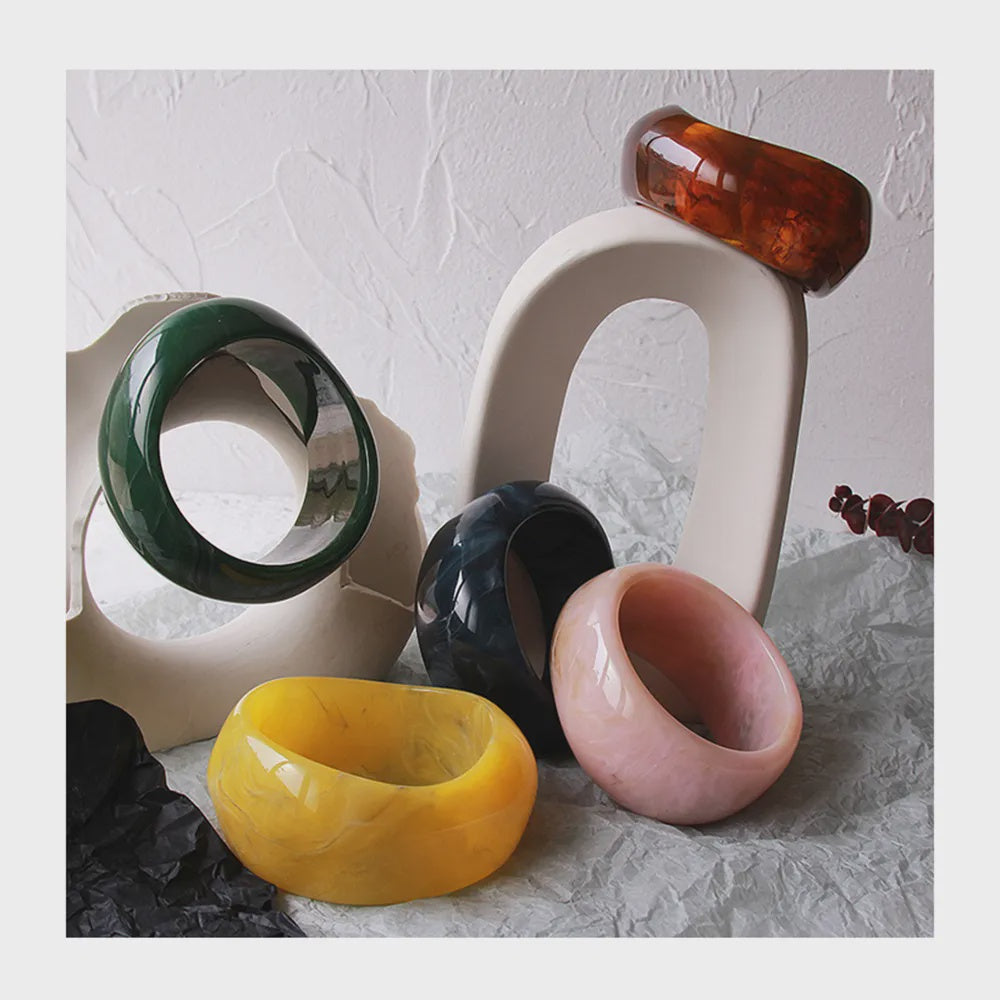 Pink Chunky Rough Resin Bangle