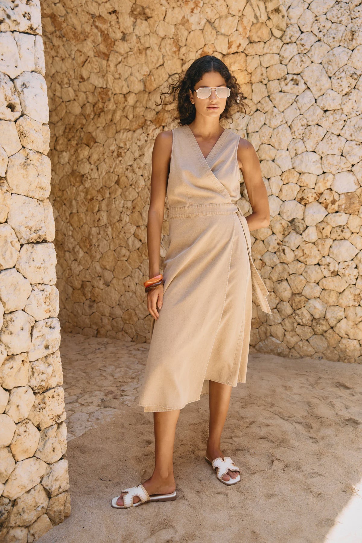 Dusk Denim Wrap Dress - Dune