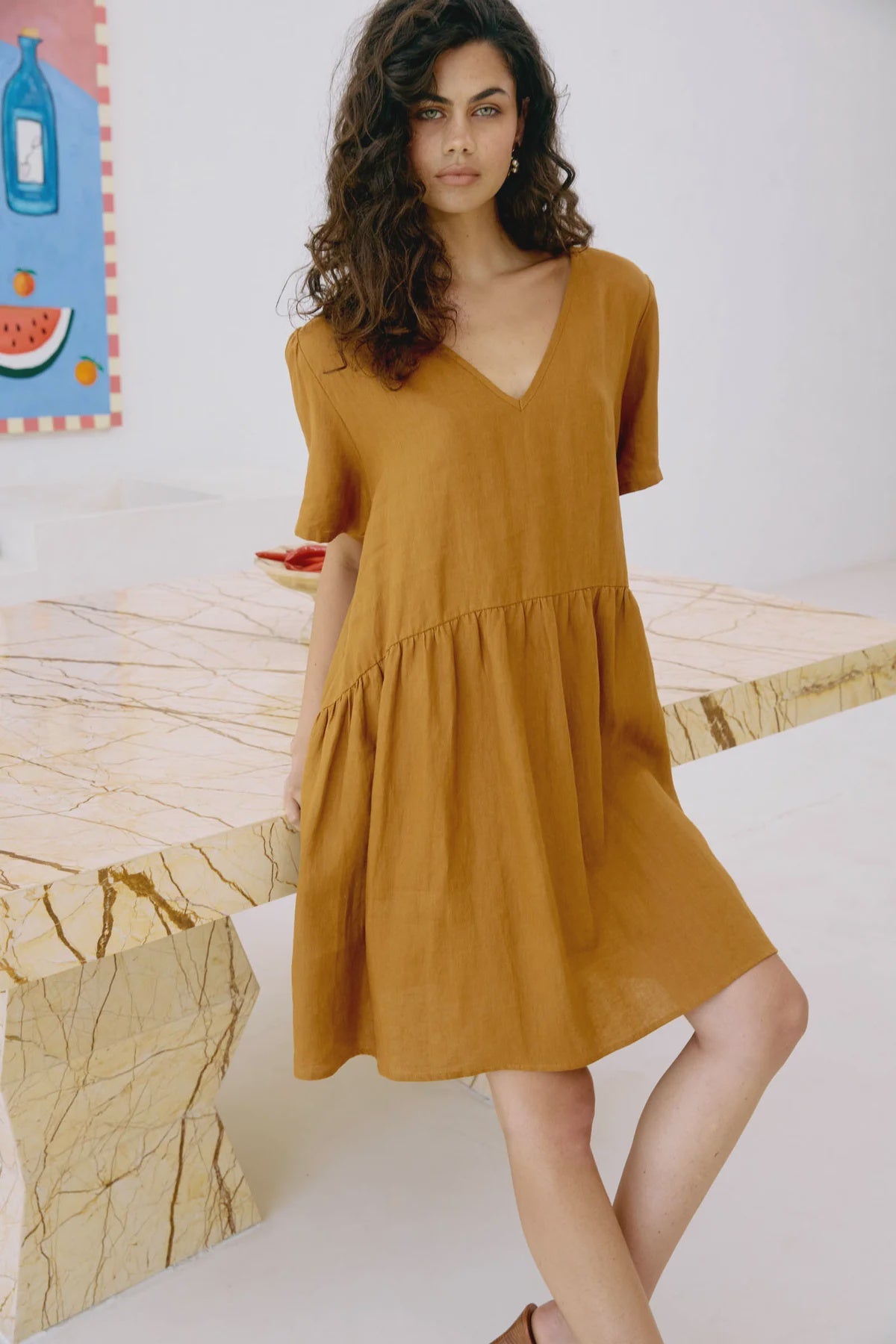 Miramar Midi Dress - Caramel