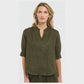 Bradley Linen Stitch Top - Khaki & White
