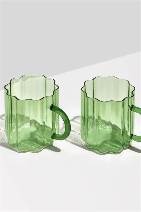 TWO x WAVE MUGS - GREEN