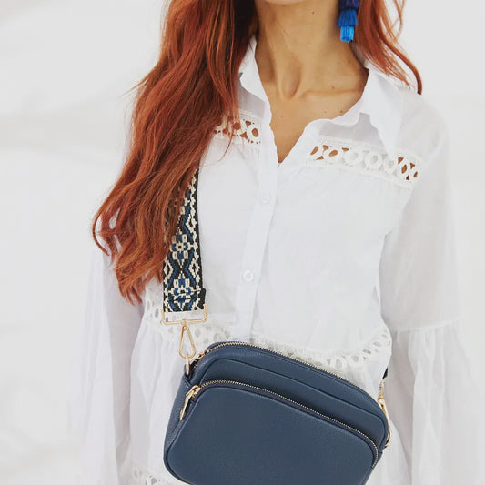 Vegan Leather California Crossbody - Navy