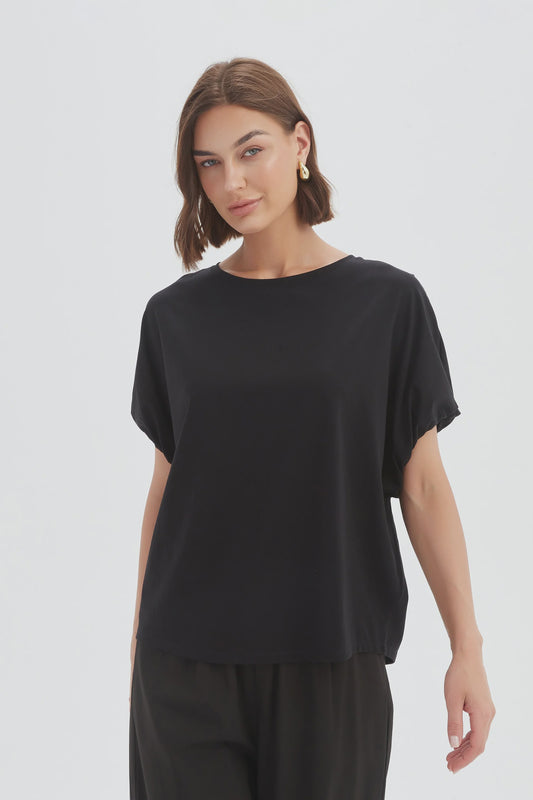 Bubble Sleeve Tee - Black
