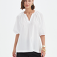 Gathered Notch Neck Top White