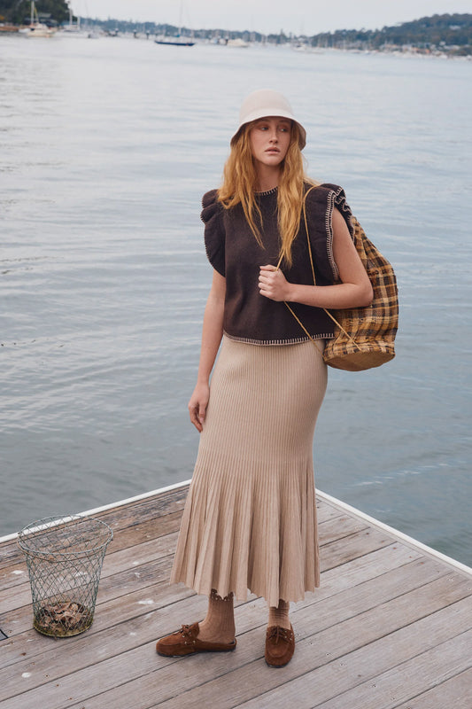 Nell Knit Skirt - Stone